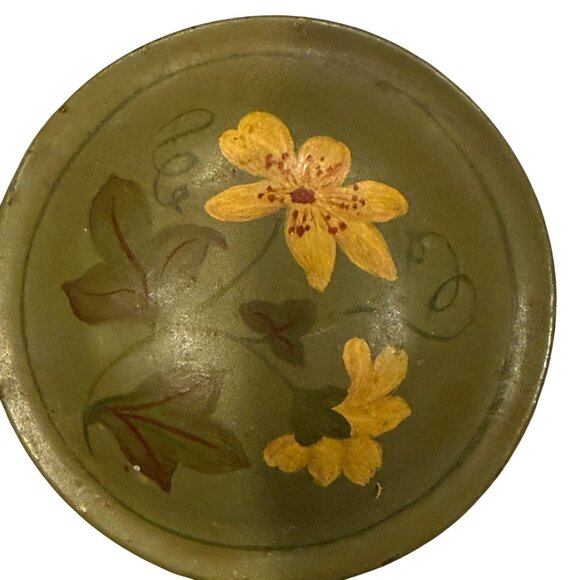 Vintage Primitive Toleware Metal Spice Canister Caddy Set Painted Floral Design - Picture 7 of 12